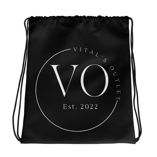 Black Branded Drawstring Bag